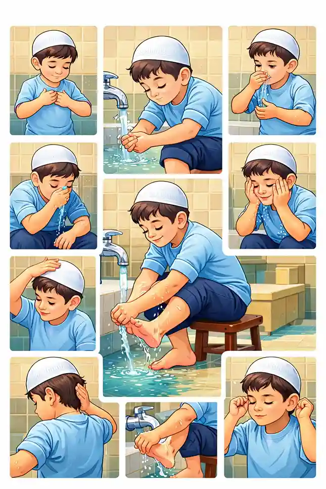 تعليم الوضوء للأطفال بالصور